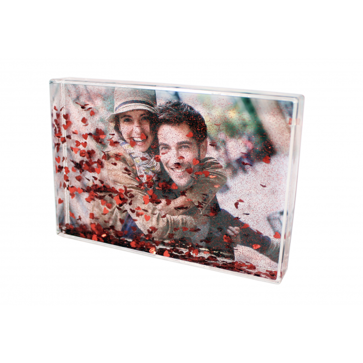 6x4 HeartGlitter Photo Block